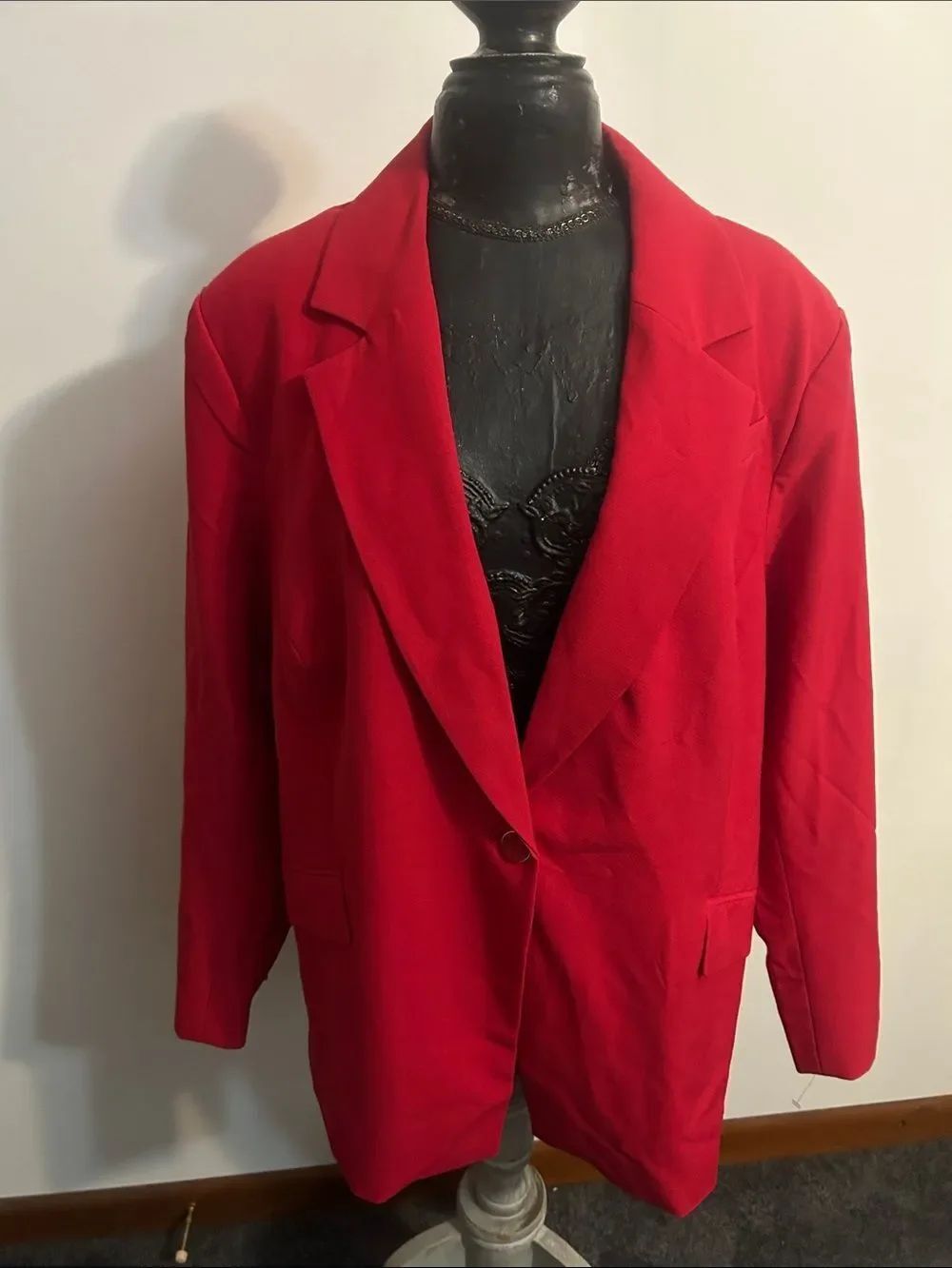 Lane Bryant Red Women's Blazer Jacket - Classic Single-Button Style